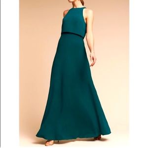 Jill Stuart Iva Crepe Maxi Dress in Peacock